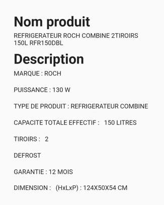 RÉFRIGÉRATEUR ROCH COMBINE 2 TIROIRS image 4