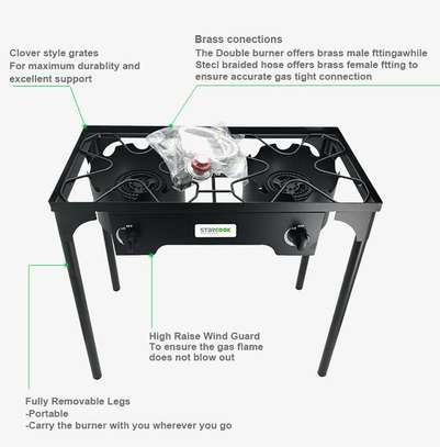 Cuisinière à double brûleur en fonte pour cuisine extérieur image 6