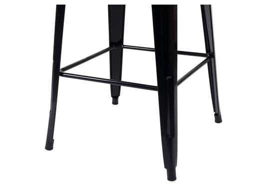 Tabouret de bar haut siège bois base métal image 3