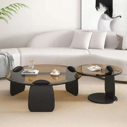Tables basses rondes effet marbre x2 image 2