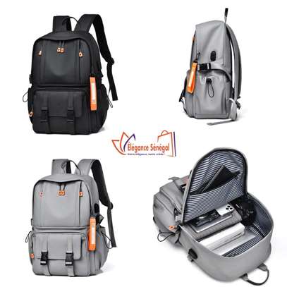 Sac à dos cuir multifonction Unisexe noire image 15