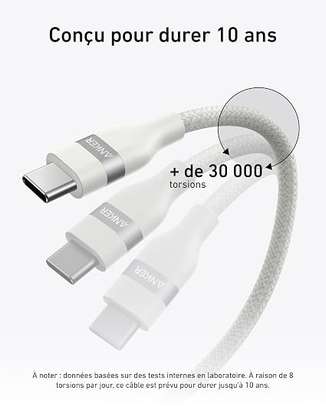 Cable USB-C vers USB-C Anker Prime 240 W, design tressé image 3