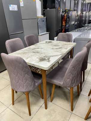 TABLE A MANGER 6PLACES EXTENSIBLE BOIS BLANC MAUVE B50 image 5