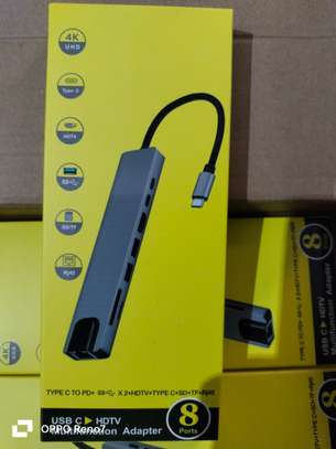 Adaptateur USB-C 8-en-1 gris 4K HDMI Ethernet USB 3.0 image 2