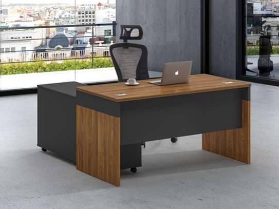 BUREAU DIRECTION KM-117 1800*900*760 MELAMINE  MARRON+GREY image 1