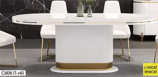 Table salle à manger  6 places beige doré 200cm image 5