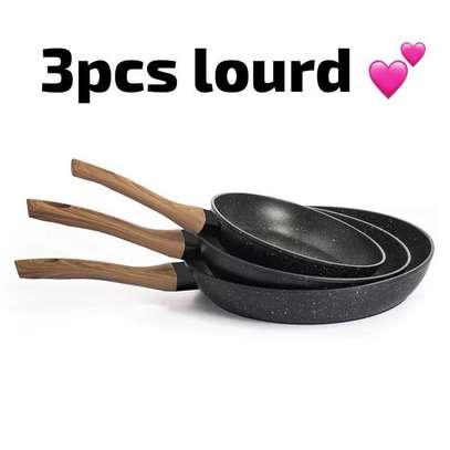 Lot de 3 poêles antiadhésives effet granit image 3