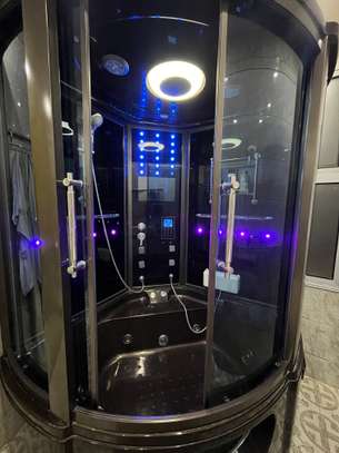 Cabine douche spa multifonction LED hydrojets noir image 3