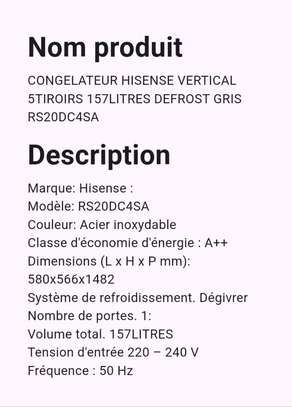 CONGÉLATEUR VERTICAL HISENSE 5 TIROIRS 157 LITRES DEFROST image 1