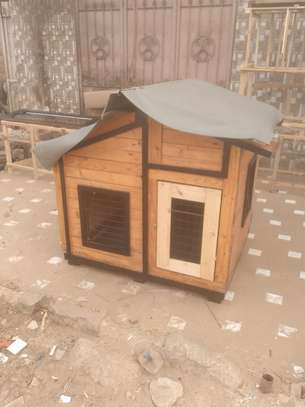Niche Chien Bois Sapin - Grande Taille Toit Gris image 2