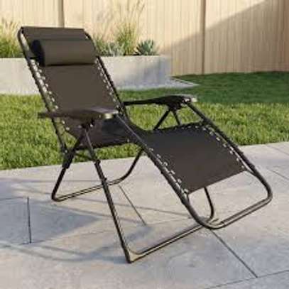 Chaise longue jardin pliable acier noire confortable image 2