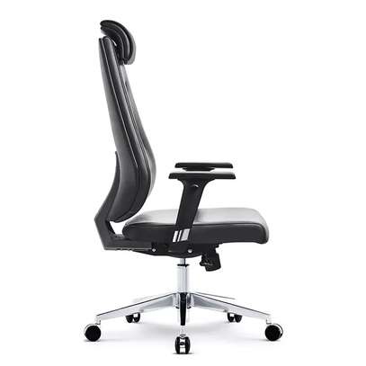 Chaise bureau ergonomique cuir noir dossier haut image 3
