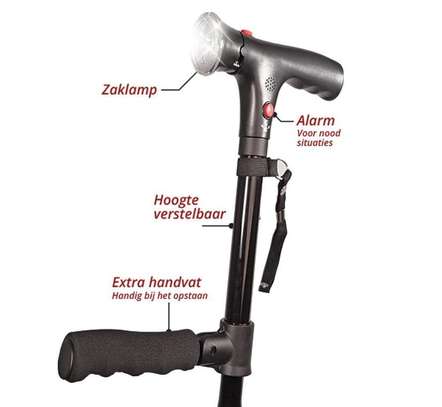 Canne Pliable Réglable, Lampe LED et alarme SOS - 86 à 97 cm image 3