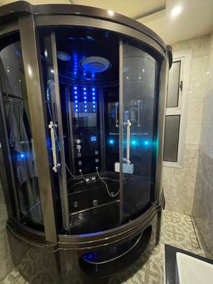 Cabine douche spa multifonction LED hydrojets noir image 5