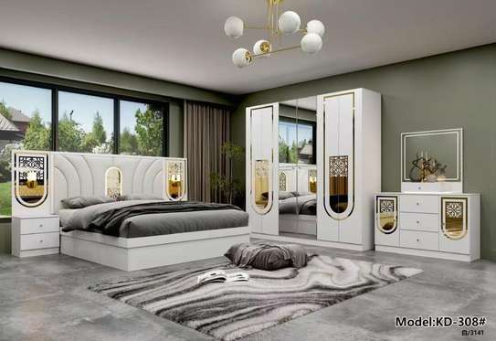 CHAMBRE A COUCHER ARMOIRE 6BATTANTS 6PIECES BLANC image 1