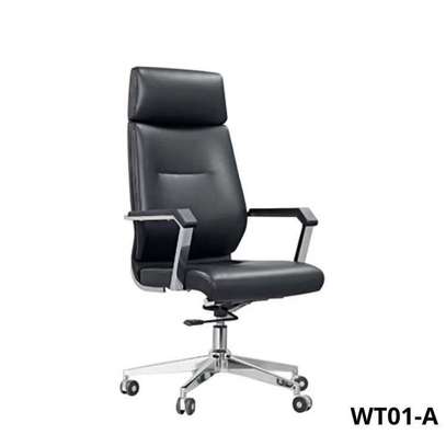 Chaise bureau cuir noir WT01-A image 1