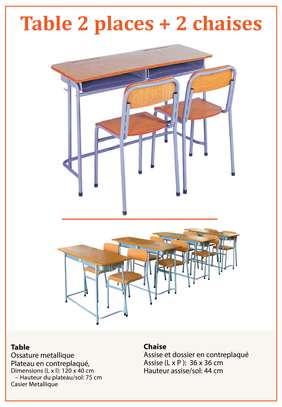 Table banc scolaire et chaise pour école image 4