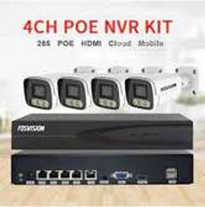 4 Caméras IP poe 4mp color vu + NVR + DISK image 1