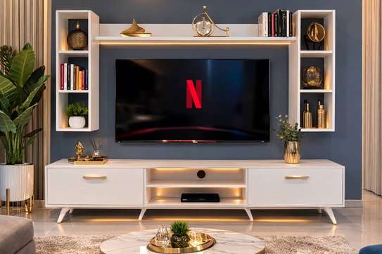 TABLE TELEVISEUR MFC13 BLANC TVB011 + TABLE BASSE MFC1013 image 2