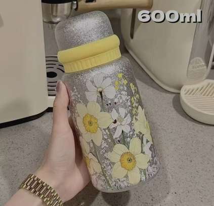 Générique bouteille inox 650ml fleurs étanche image 3