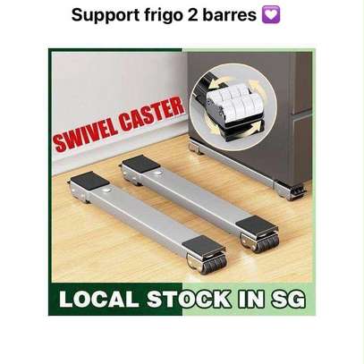 Support frigo 2 barres roulettes pivotantes métal image 2