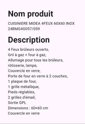 CUISINIÈRE MIDEA 4FEUX 60X60 INOX 24BMG4G057/059 image 2