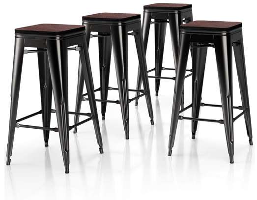 Tabouret en métal avec siège en bois image 6