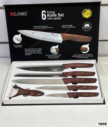 Ensemble 6 couteaux cuisine lame inox bloc bois image 7