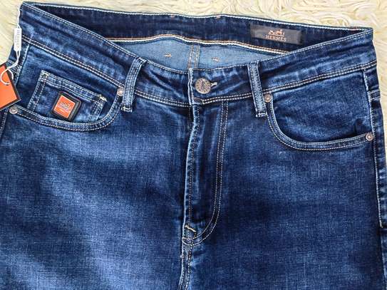 Hermes jean denim bleu coupe droite confortable image 1
