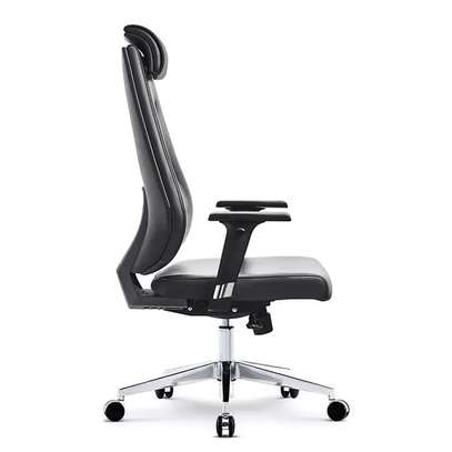 Chaise bureau ergonomique cuir noir dossier haut image 3