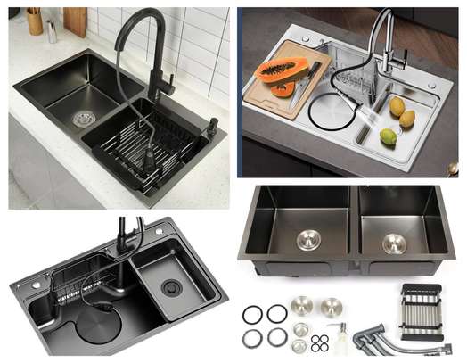 Évier 2 bacs cuisine américaine avec robinet image 1