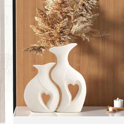 Ensemble 3 vases décoratifs or blanc design moderne image 10
