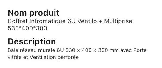 Coffret informatique U6 vantilo +multiprise 530*400*300* image 2