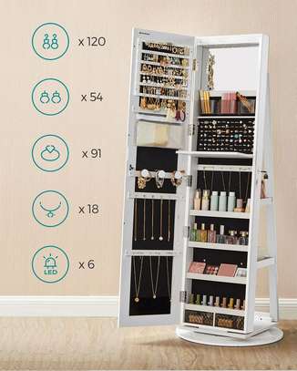 Armoire à bijoux blanche avec miroir et rangement image 5