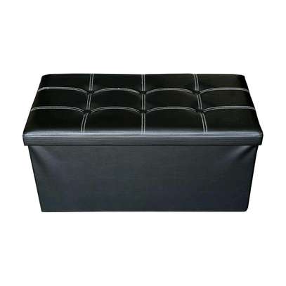 Pouf de rangement 2 places pliable en similicuir image 2