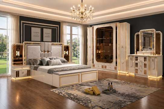 CHAMBRE A COUCHER ARMOIRE 6BATTANTS 6PIECES BEIGE DORE 8812 image 2