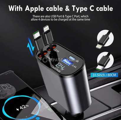 Chargeur de voiture rétractable 4 en 1, Charge rapide 66W image 2