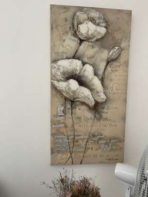 Tableau floral vintage cadre bois doré 60x30 cm image 3