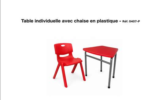 Table individuelle avec chaise en plastique image 2