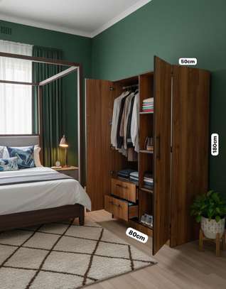 Armoire bois chêne 3 tiroirs portes battantes image 3