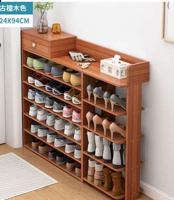 Meuble rangement chaussures bois naturel 5 étagères image 3