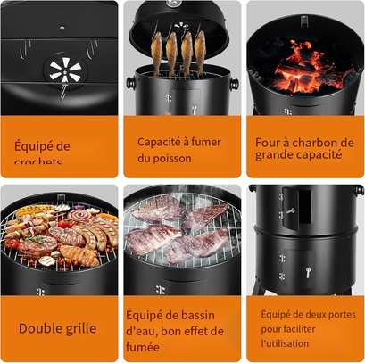 Fumoir barbecue vertical acier noir avec thermomètre image 4