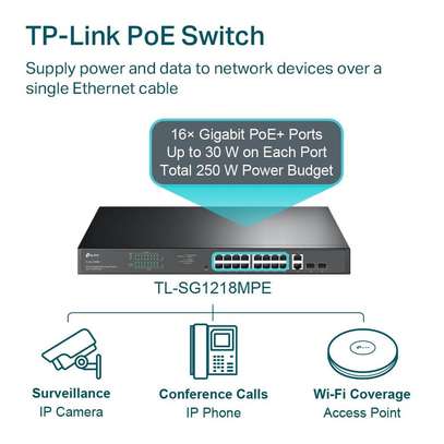 TP-Link TL-SG1218MPE switch 16 ports Gigabit PoE+ 250W image 3