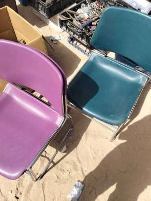Chaise polyvalente bureau bleu assise plastique métal image 2