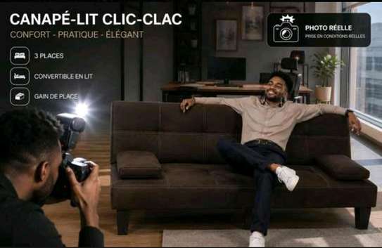Canapé-lit clic-clac 3 places noir convertible image 5