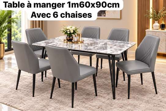 Table à manger avec 6 chaises effet marbre image 2