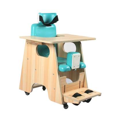 Chaise enfant IMC ergonomique tablette bleu harnais réglable image 4