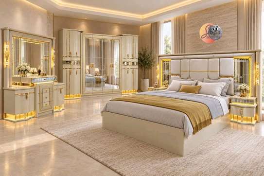CHAMBRE A COUCHER ARMOIRE 8BATTANTS 8PIECES BEIGE DORE 6812H image 2