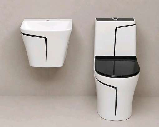 Ensemble toilette et lavabo blanc design moderne image 5