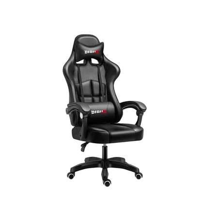 Chaise gamer bureau ergonomique noir blanc avec coussin image 4